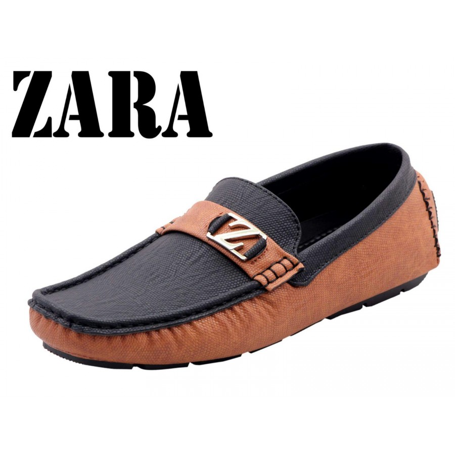 Zara Men Brown and Black Logo Shoes Z12