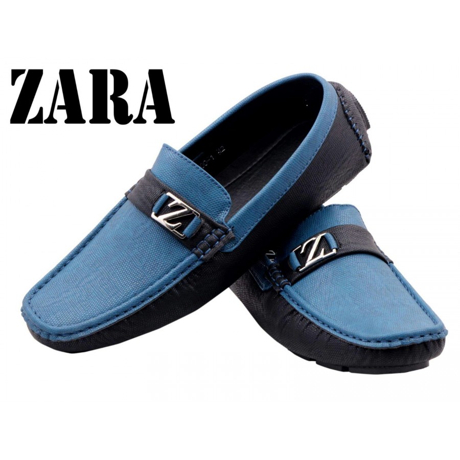 Zara Men Blue and Black Logo Shoes Z13