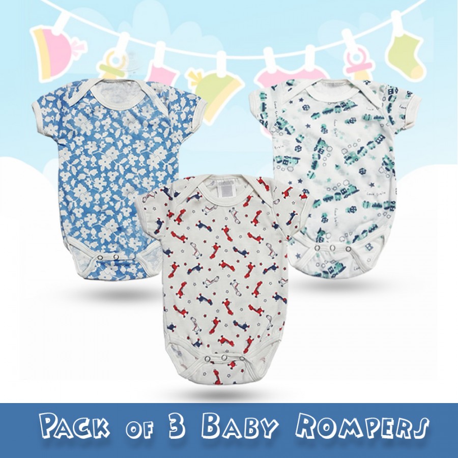 Pack of 3 Baby Rompers Design 1