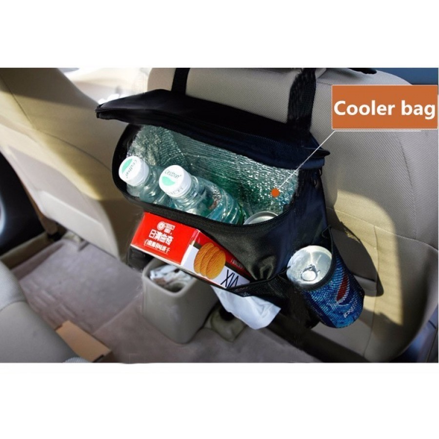 Car Seat Organizer insulated Food & Drinks Storage Container (Get Free Anti-Heat Car Steering Wheel Sun Shade)