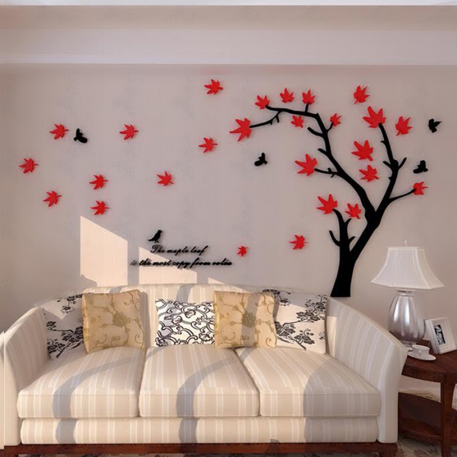 Tree, Leaves And Bird Wall Art - (3 Colors)