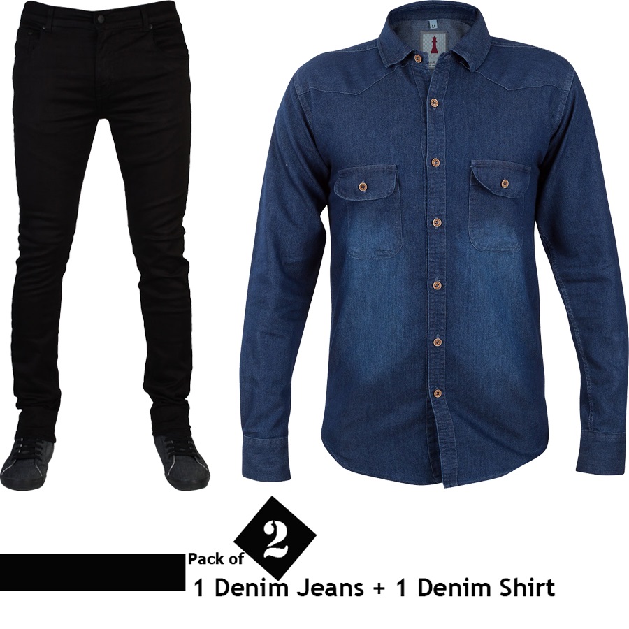 Pack of 2 (1 Denim Jeans + 1 Denim Shirt)