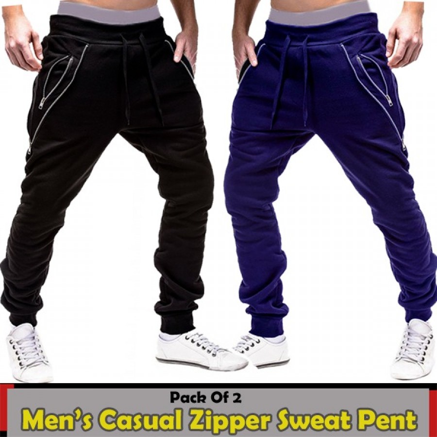 Pack of 2 men zippper sweat pant 