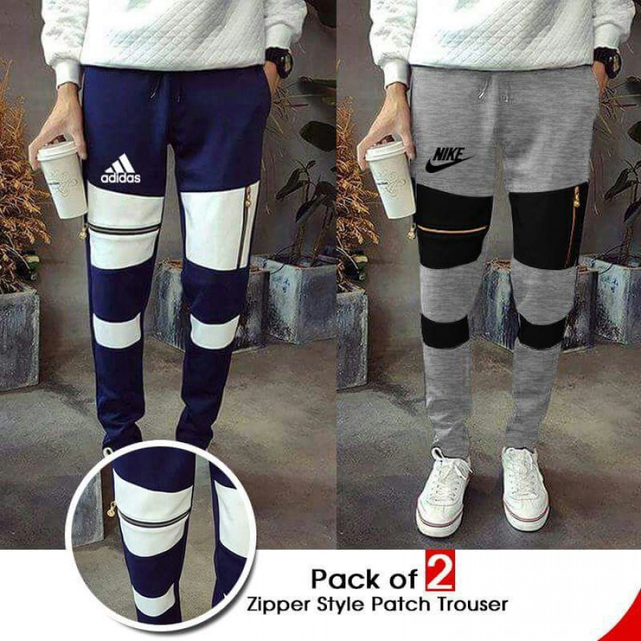 Pack of 2 Zipper Style Patch Trousers