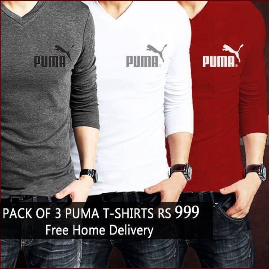 Pack of 3 Branded Full Sleeves T-shirt