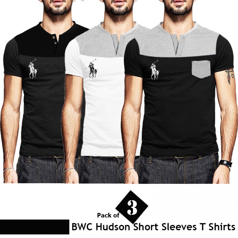 Pack of 3 Hudson Branded Short Sleeves Pocket T Shirt