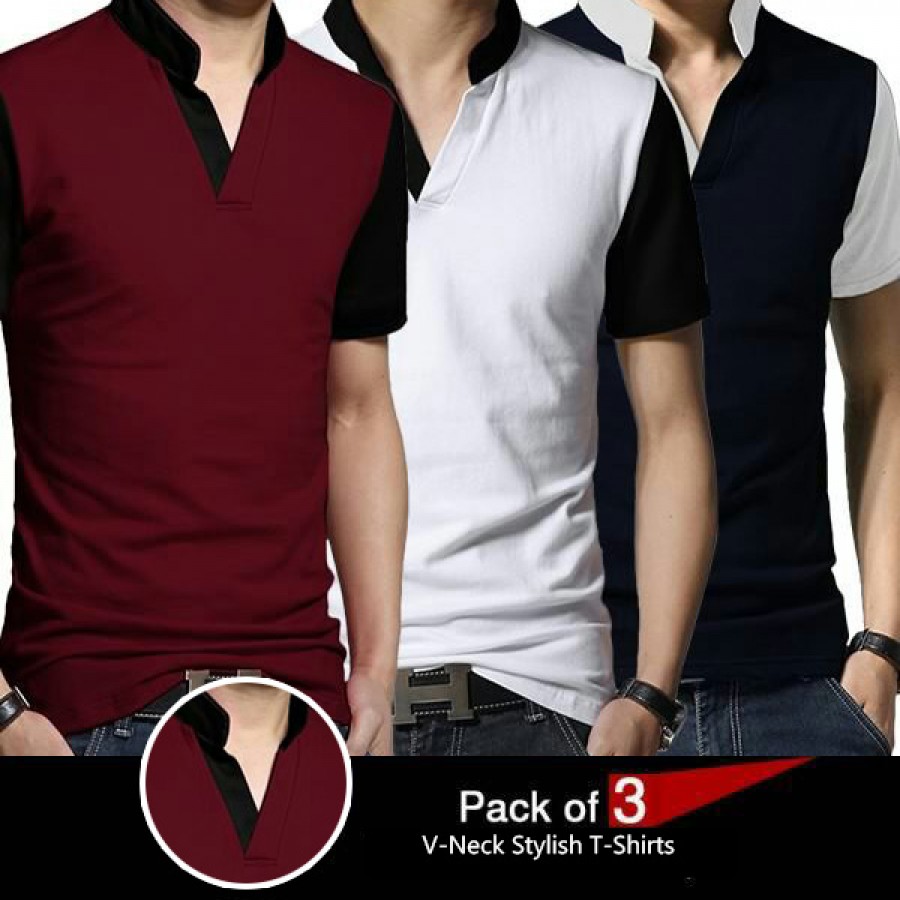 Pack Of 3 V-Neck Stylish T-Shirts