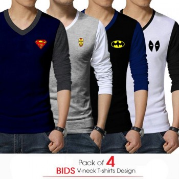Pack of 4 BIDS V-neck T-shirts
