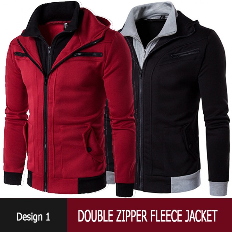Double Zipper Fleece Jacket Design 1