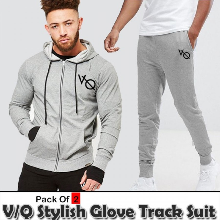V/Q Stylish Glove Track Suit For Men - Grey