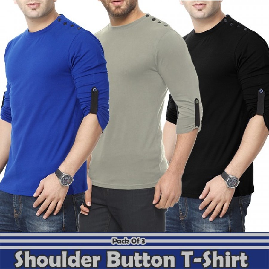 Pack of 3 shoulder button t-shirt 