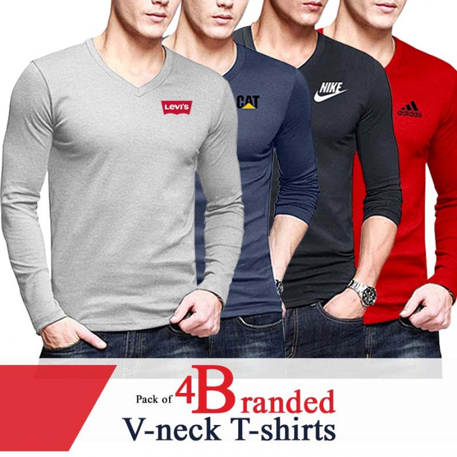 Pack Of 4 Long Sleeve Branded T Shirts