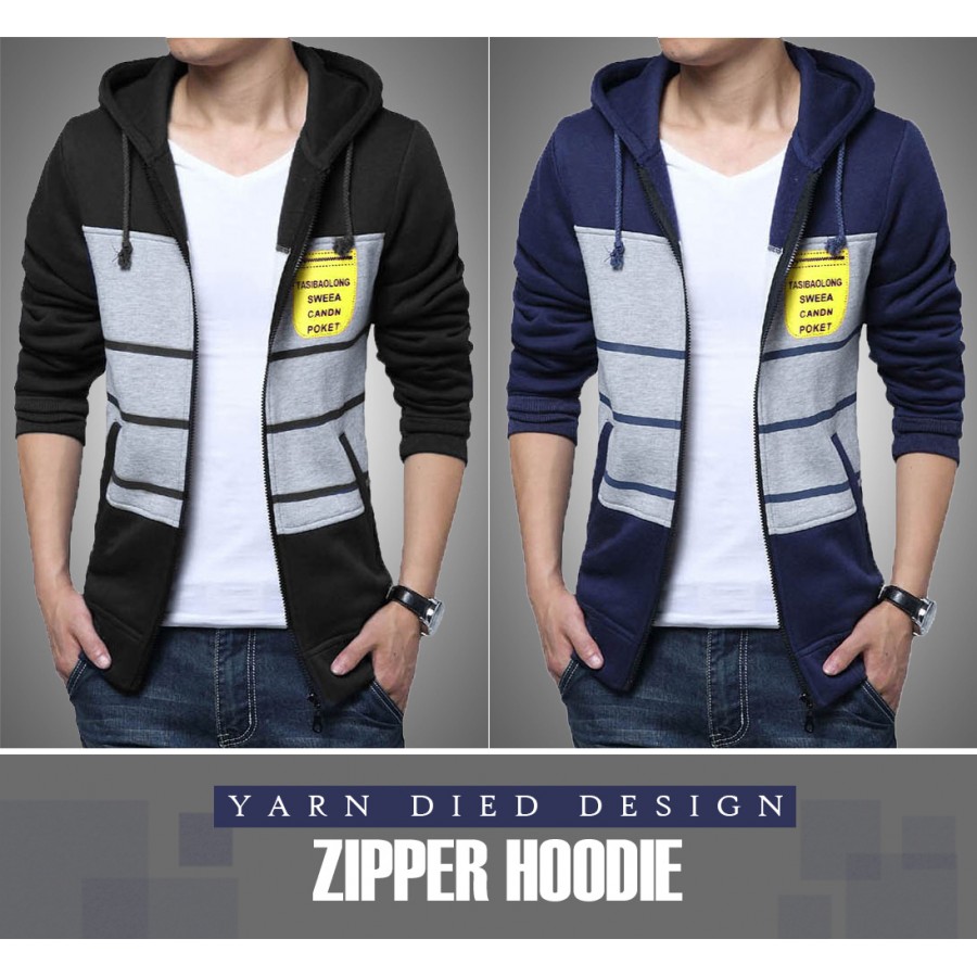 Yarn Died Design Zipper Hoodie