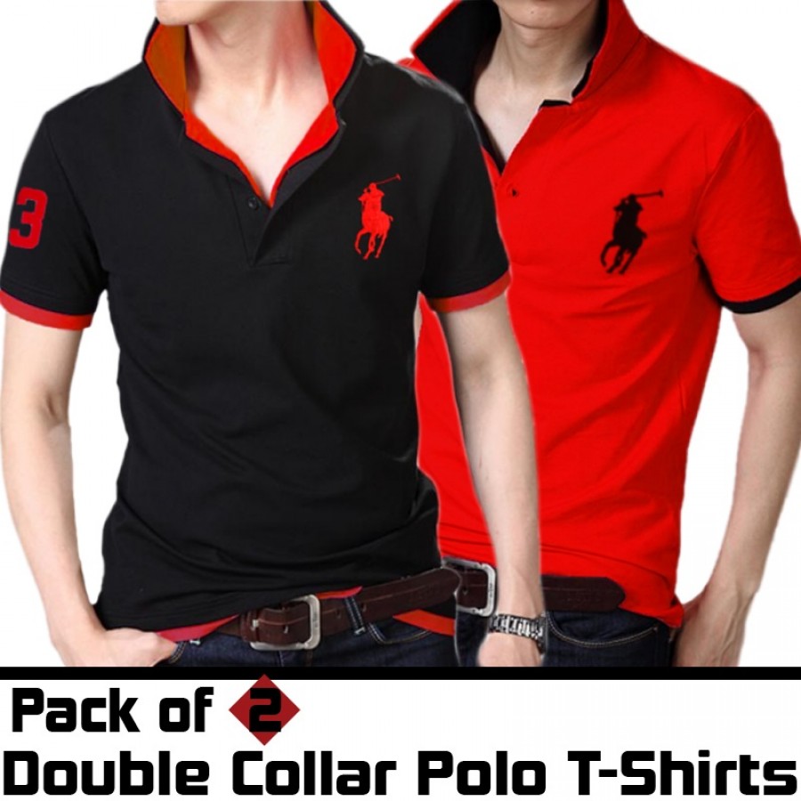 PACK OF 2 DOUBLE COLLAR POLO T-SHIRTS