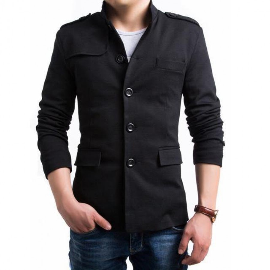Mens Stylish Button Fleece Jacket Design 3 - Winter Sale