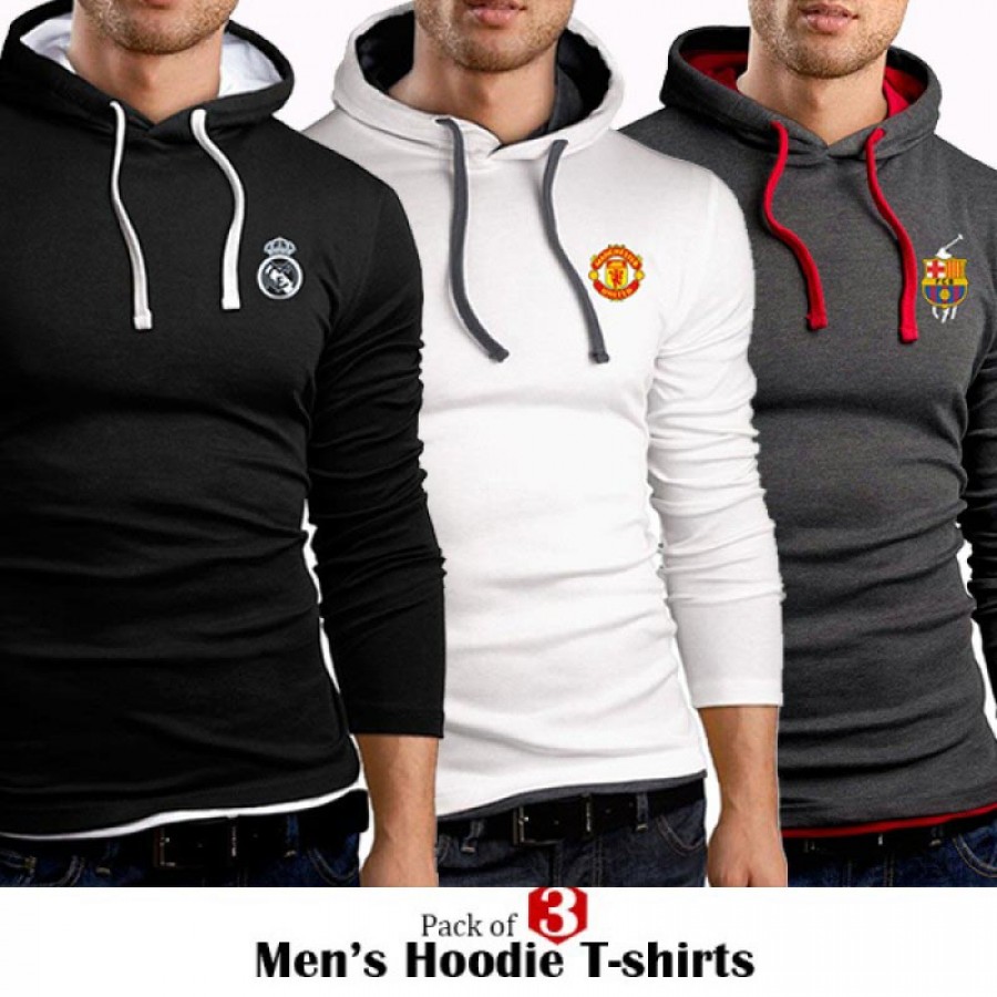 Pack of 3 Mens Hoodie T-shirts