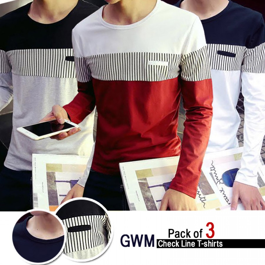 Pack Of 3 Gwm Check Line T Shirts