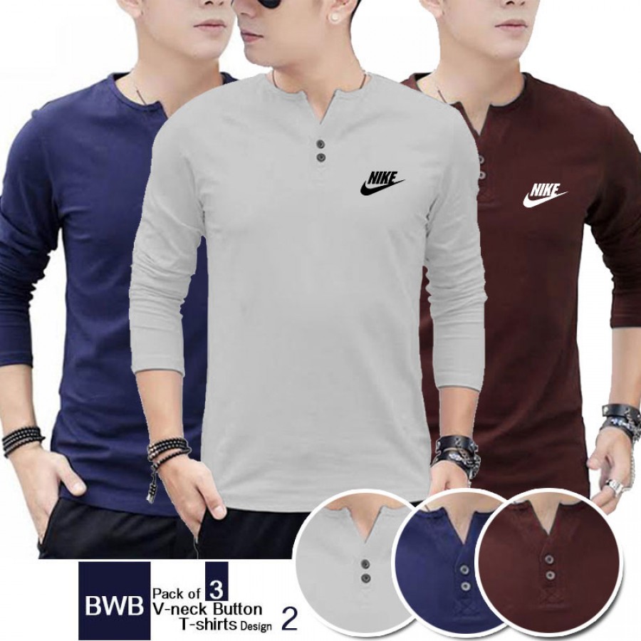 Pack Of 3 Bwb V Neck Button T Shirts Design 2