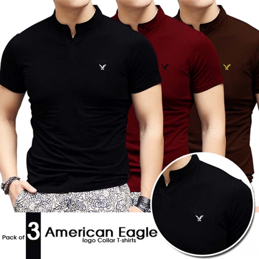 Pack of 3 American Eagle Logo Collar T-shirts