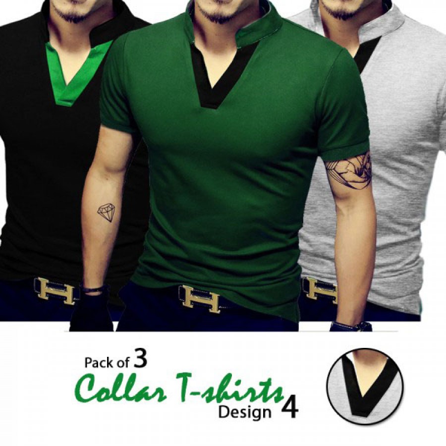 Pack of 3 Collar T-shirt Design 4