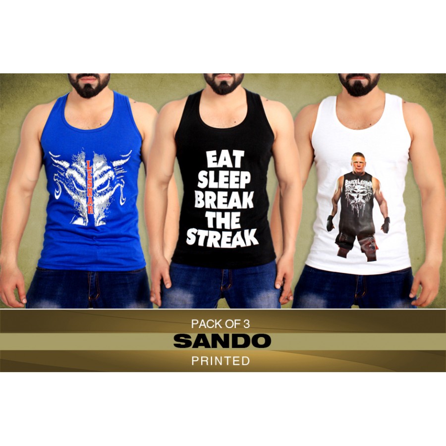 Pack of 3 Tank Top Printed Stylish Sando Design 3