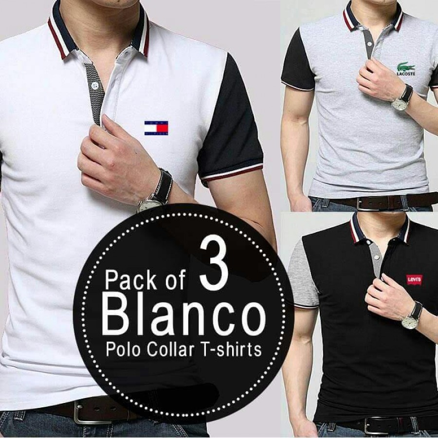 Pack of 3 Blanco Polo Collar T-shirts