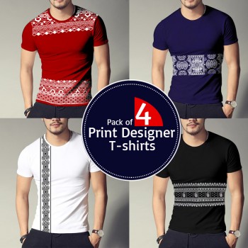 Pack of 4 Print Designer T-shirts