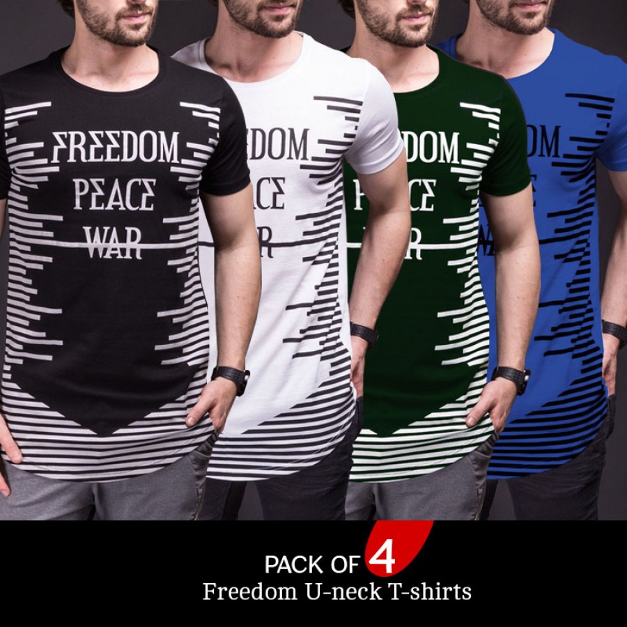 Pack of 4 Freedom U-neck T-shirts