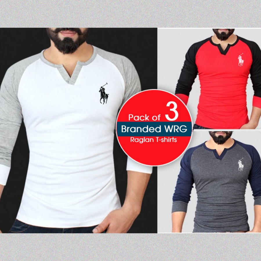 Pack of 3 Branded Wrg Raglan T-shirts