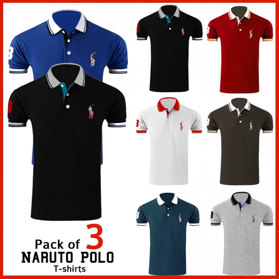 Pack of 3 Naruto Polo T-shirts