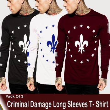 Pack of 3 Criminal Damage Long Sleeves T-Shirt