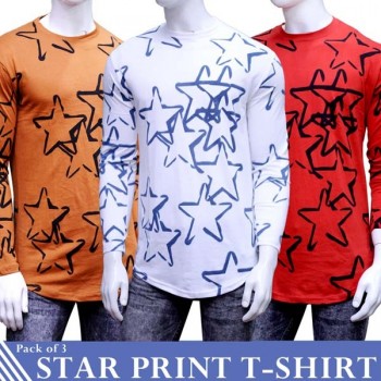 Pack of 3 Star Print T-Shirt
