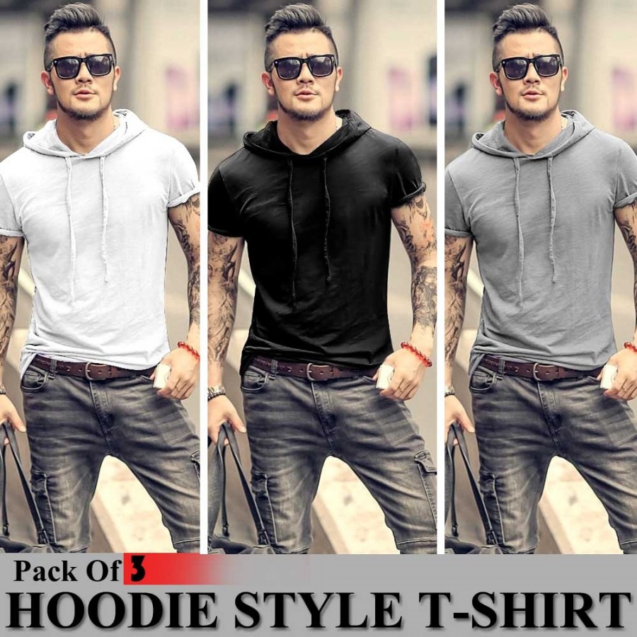 Pack of 3 Hoodie Style T-Shirt
