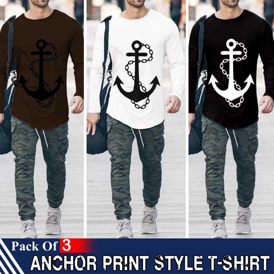 Pack of 3 Anchor Print Style T-Shirt
