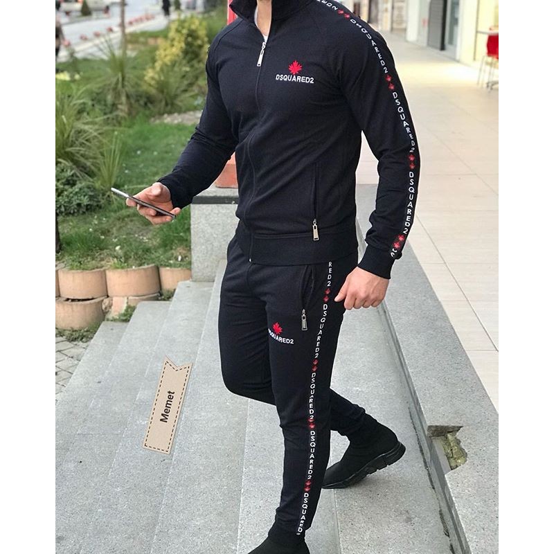 Black Stylish Men 2020 Track Suit with Hoodie and Trouser for Men Design 16