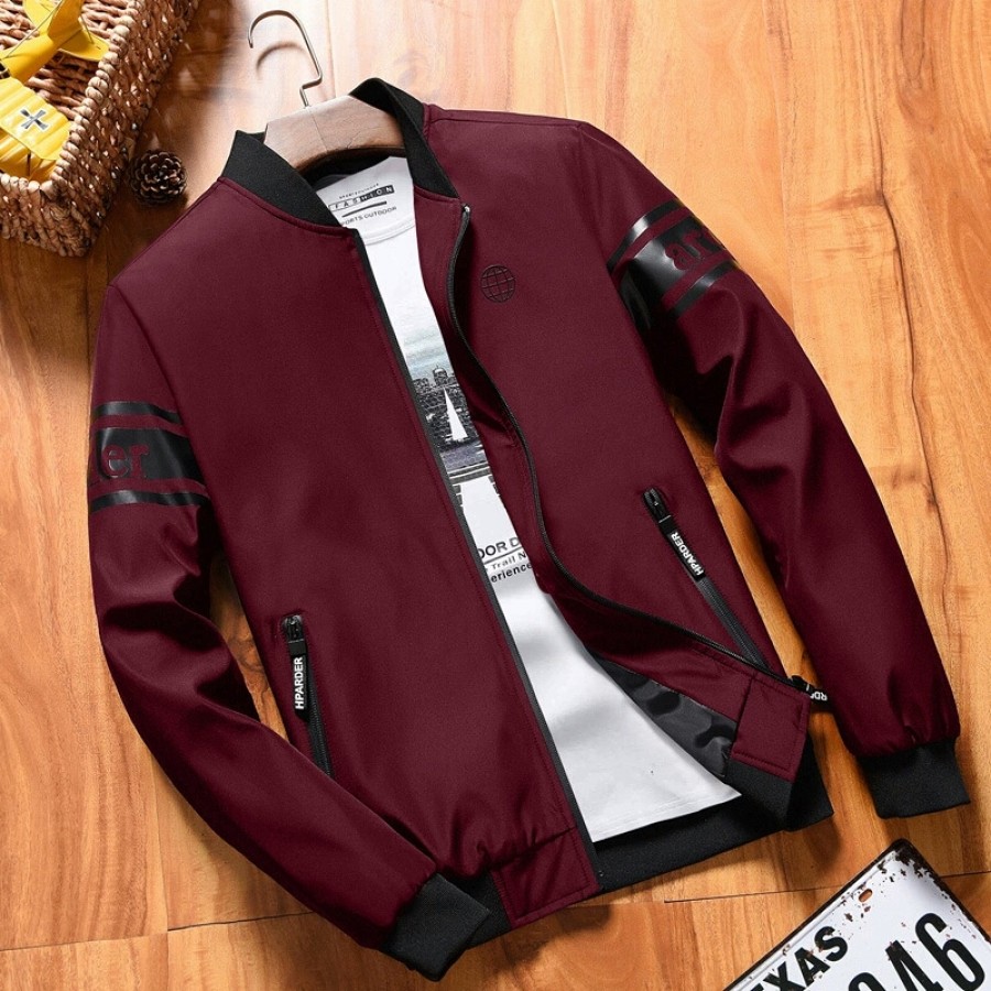 Designer stripe sleeve pocket jacket
