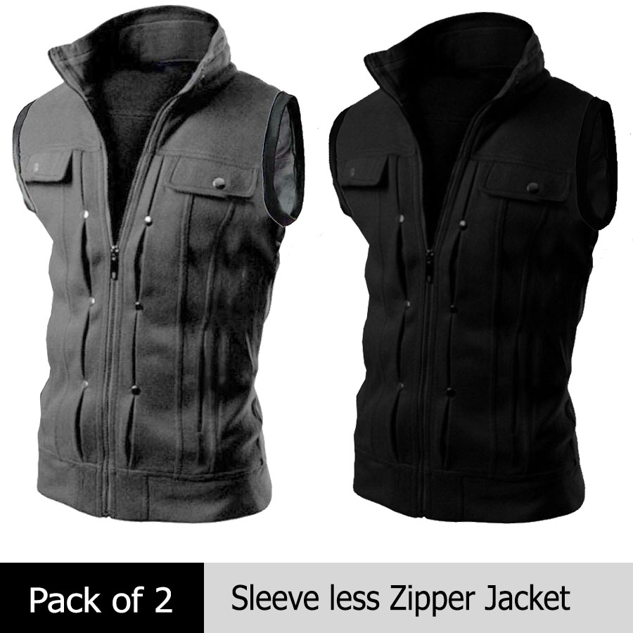 Pack of 2 Sleeves-less Zipper Jacket