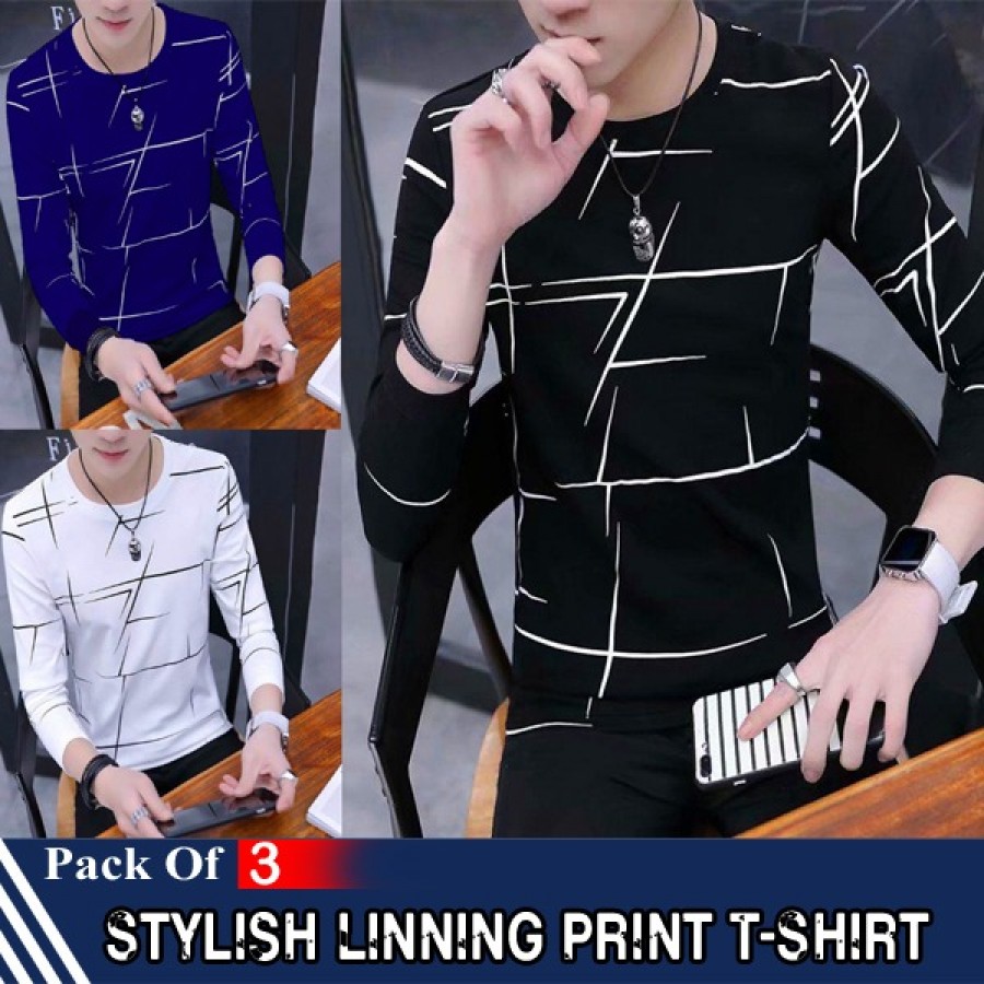 Pack of 3 Stylish Linning Print T-Shirt 
