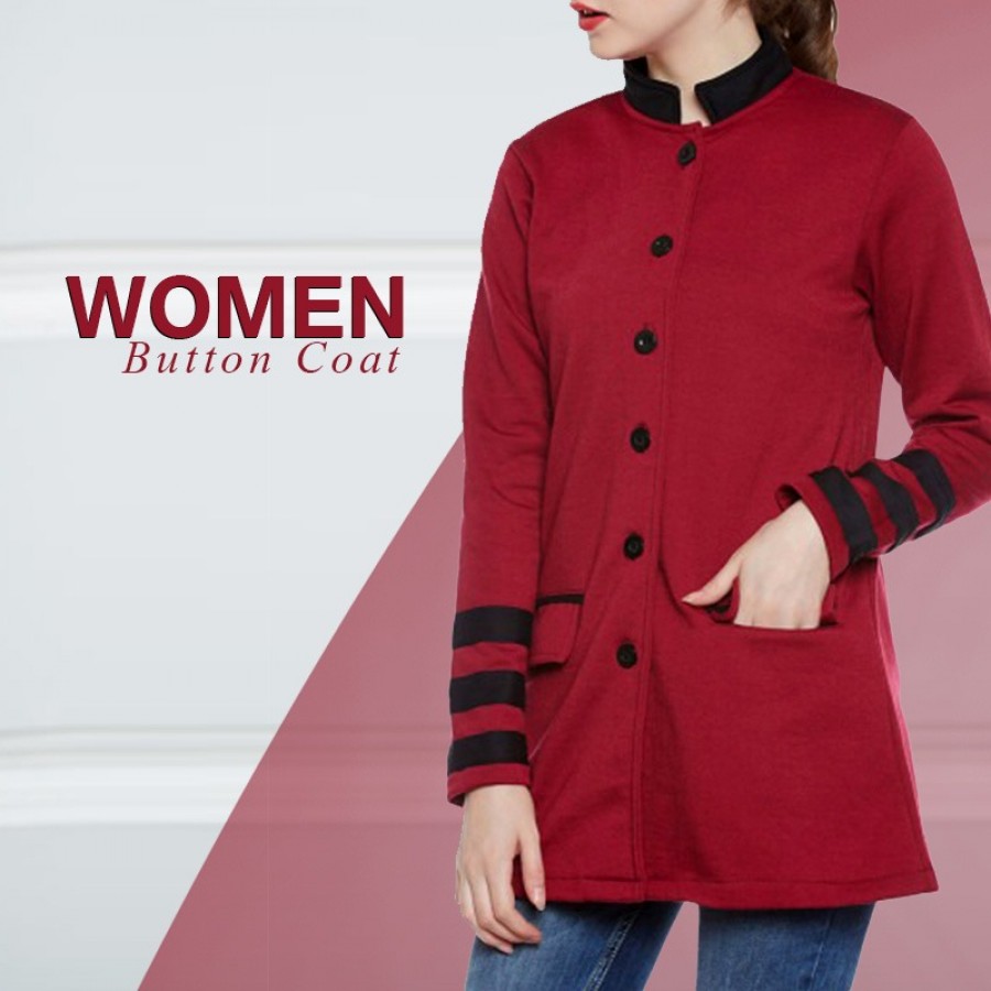 Multi Color Women Button Coat 