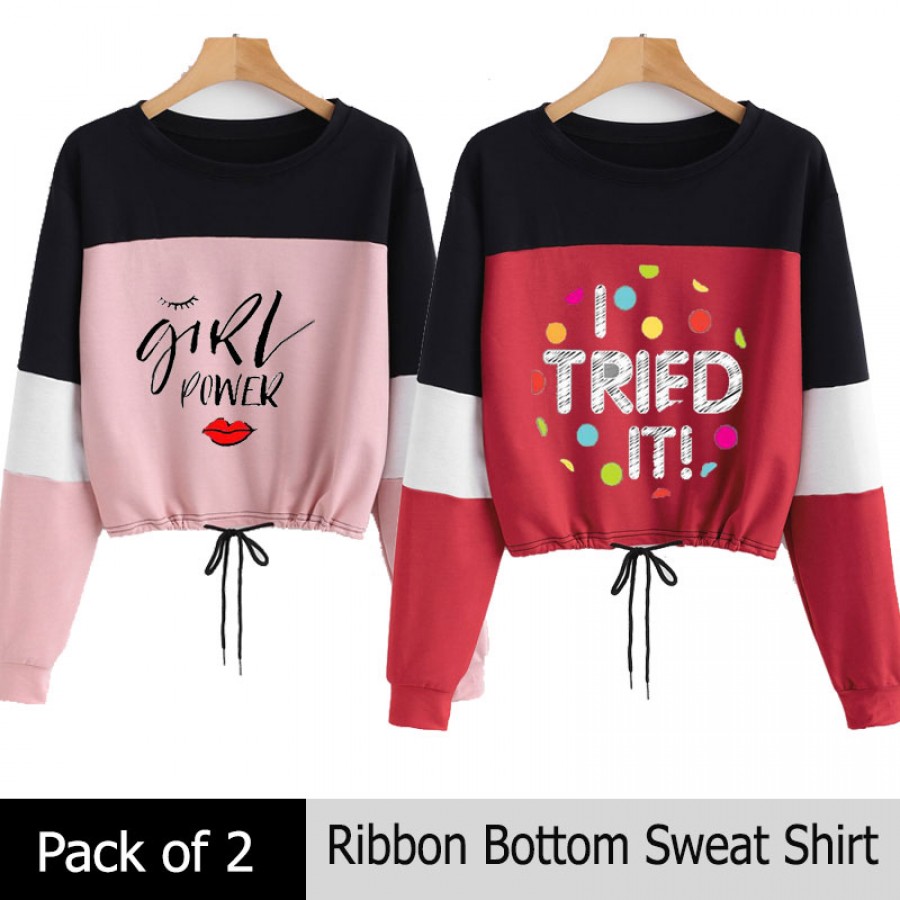 Pack of 2 Ribbon Bottom Sweat Shirt