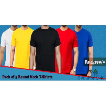 Pack of 5 Round Neck Plain T-Shirts