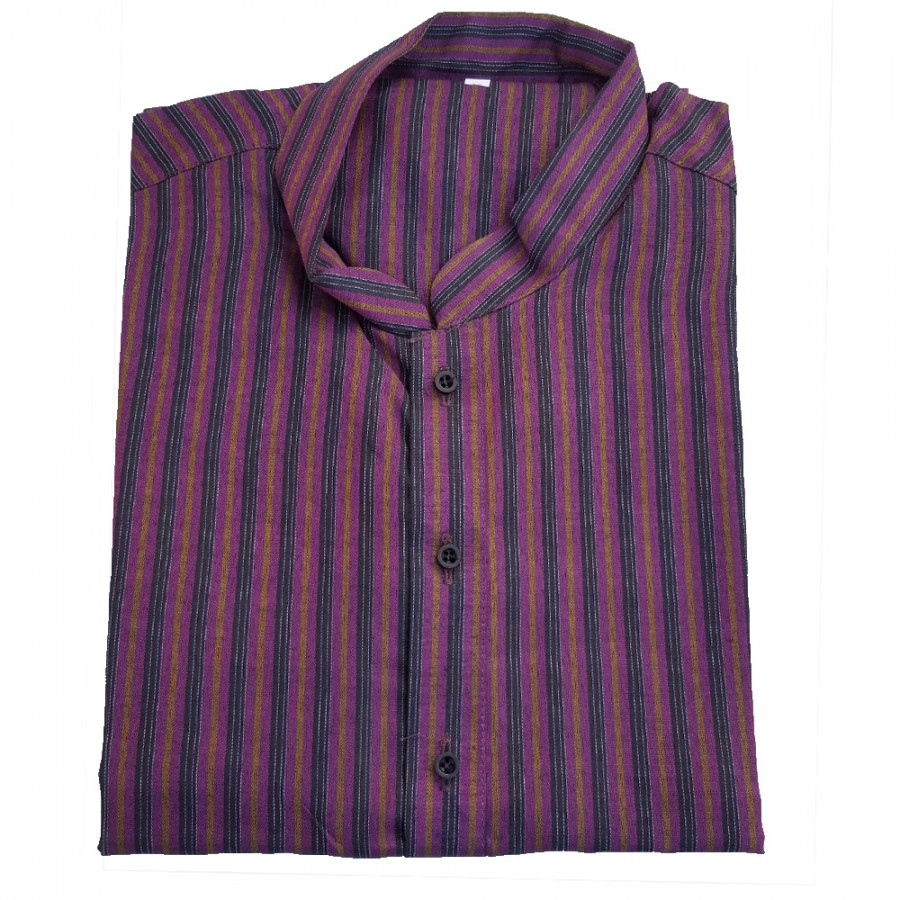 Purple Yarn Dyed Stripes Kurta for Men - Design 2