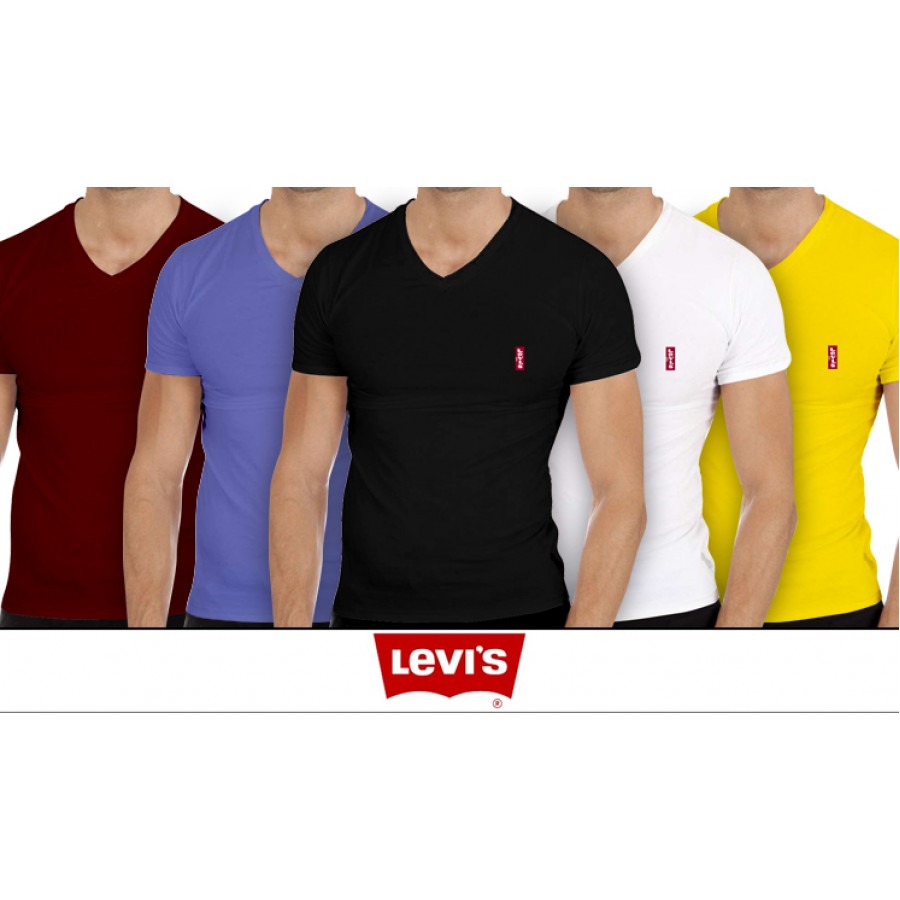 Pack of 5 Half Sleeves Branded V-Neck T-Shirts
