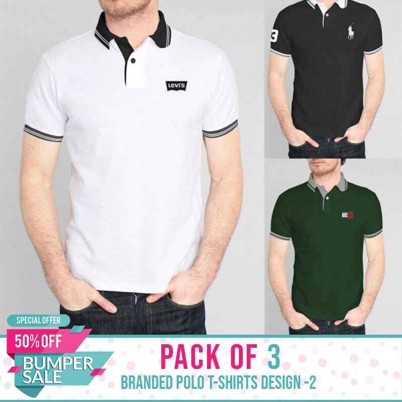offentliggøre Regn hjem Men's Clothing : Pack of 3 ( Branded Polo T-Shirts ) Design 2 - BUMPER  DISCOUNT SALE