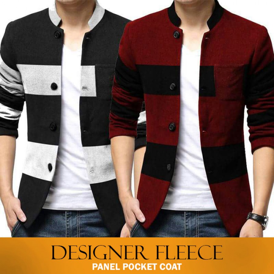 Designer Fleece Panel Pocket Coat