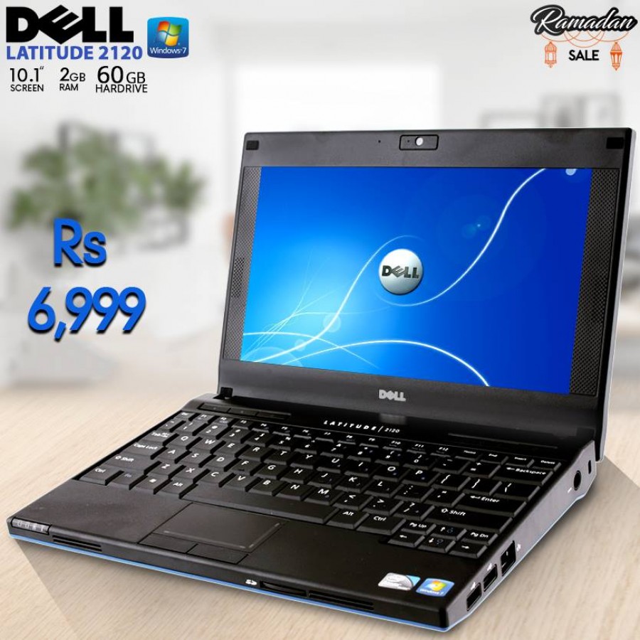 Dell Latitude 2120 Mini Laptop, 2GB RAM, 60GB HDD, 10.1" Screen, Windows 7