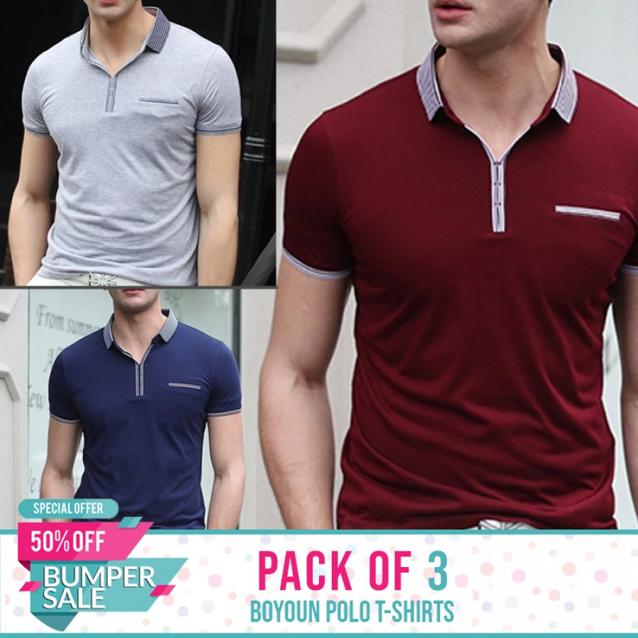 Bundle Of 3 ( Boyuan Polo T-Shirts ) - Bumper discount sale