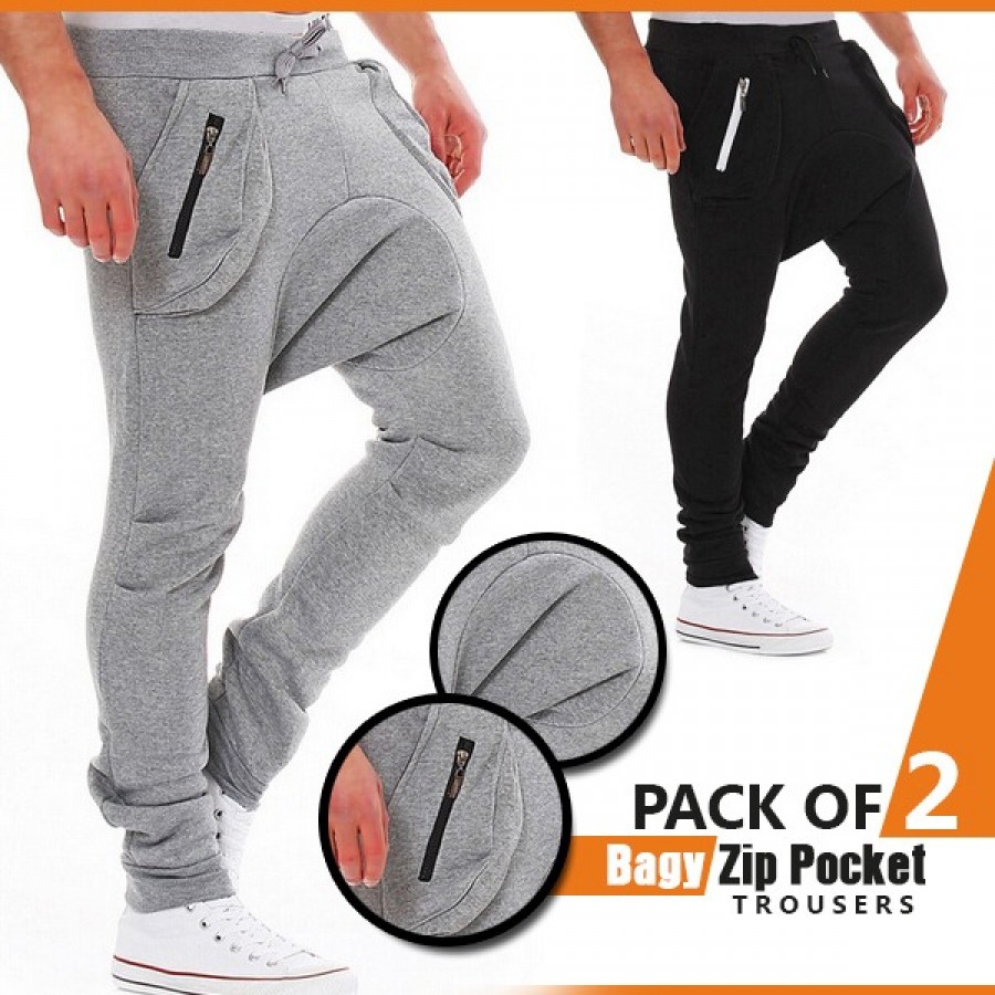 Pack of 2 baggy zip pocket Trousers