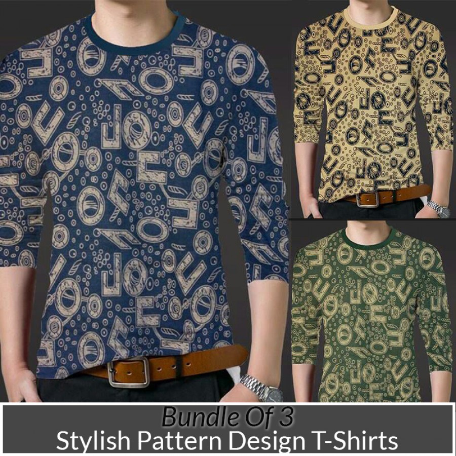 Bundle Of 3 ( Stylish Pattern Design T- shirt)