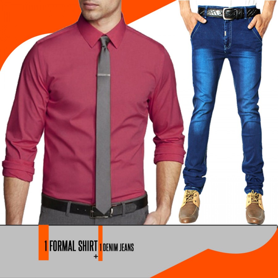  1 Denim Jeans + 1 Formal Shirt